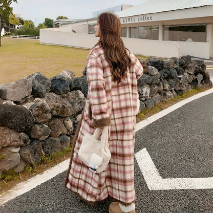 【アウター】春 秋 冬 韓国系 スイート ルーズ チェック 厚手 コート【JZシリーズ】