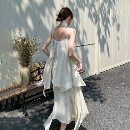 2点セット！【セットアップ】フレンチ エレガント レースシャツ＋キャミワンピースセット レディース 春夏秋 甘めスタイル ユニークで美しい 2点セット【JZシリーズ】