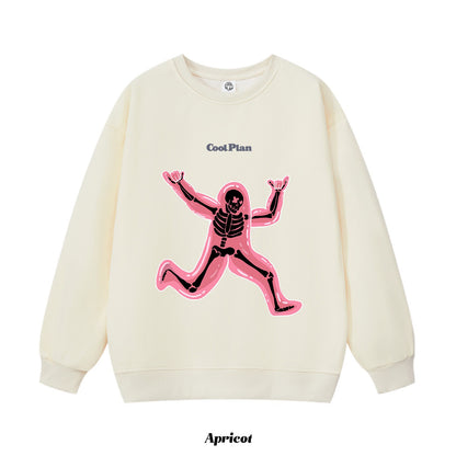 6カラー | M~3XL【トップス】ランニングスカル プリント クルーネックスウェット オーバーサイズ アメリカン ハイストリート ユニセックス 春秋 パーカー【FCシリーズ】