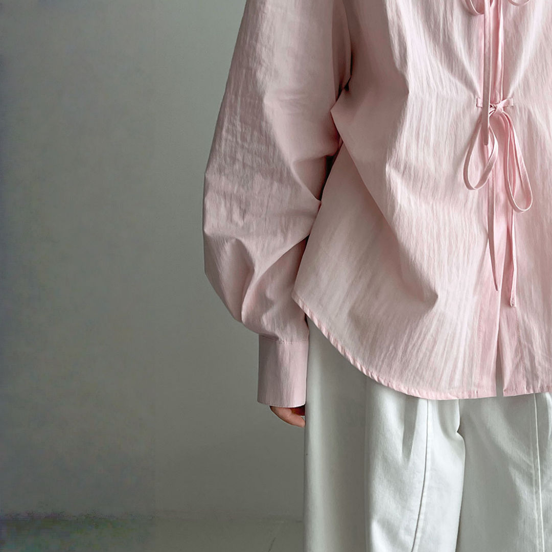 【トップス】春 秋 鹿西 ゆったり デザイン感 リボンタイ  シャツ 【JZシリーズ】