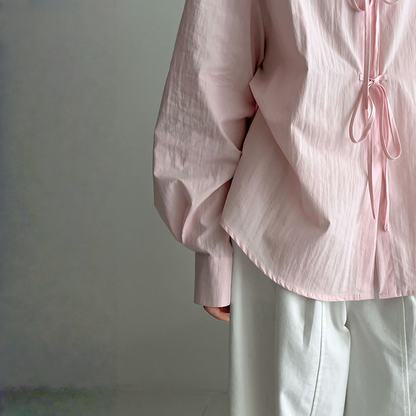 【トップス】春 秋 鹿西 ゆったり デザイン感 リボンタイ  シャツ 【JZシリーズ】