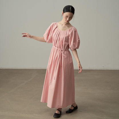 【ワンピース】フレンチガーリー 半袖 パフスリーブワンピース ゆったりシルエットで体型カバー◎ 夏のバカンスに最適【JZシリーズ】