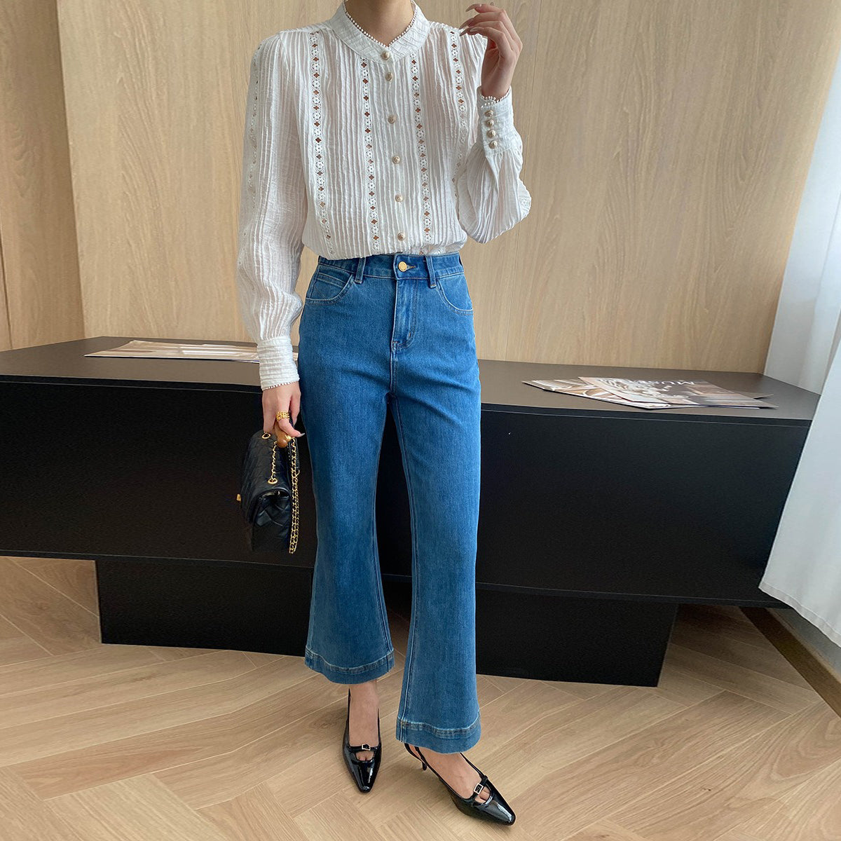 【ボトムス】初秋新作 レトロ デニムパンツ｜九分丈×美脚スリム【JZシリーズ】【SNシリーズ】