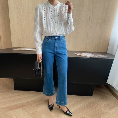 【ボトムス】初秋新作 レトロ デニムパンツ｜九分丈×美脚スリム【JZシリーズ】【SNシリーズ】