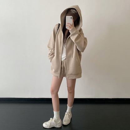 【セットアップ】【単品注文】オーバーシルエット フード付きパーカー＋ショートパンツ スポーツ ジップアップ 上下セット ユニセックス【FCシリーズ】