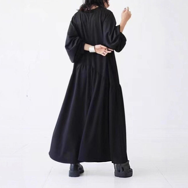 【ワンピース】春秋 フレンチシックゆったり長袖ワンピース｜大人可愛いロング丈で体型カバーも【15～20日内発送】