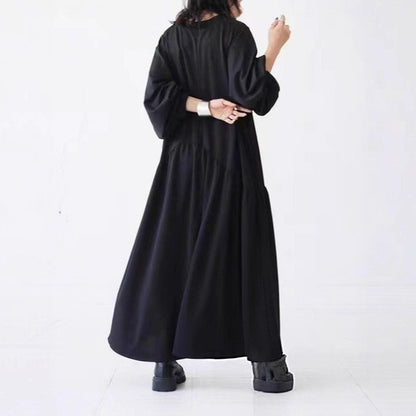 【ワンピース】春秋 フレンチシックゆったり長袖ワンピース｜大人可愛いロング丈で体型カバーも【15～20日内発送】