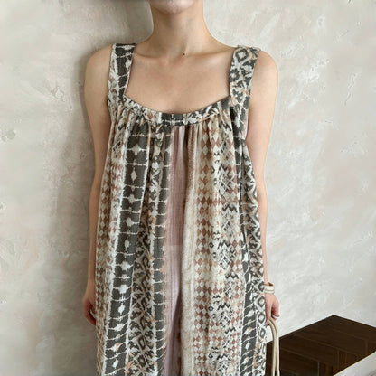 【ワンピース】夏 フランス風 花柄  キャミソール  前後2WAY ノースリーブ ワンピース 【SHシリーズ】