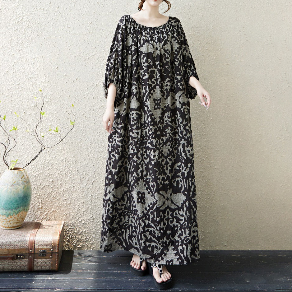 期間限定🍂60%OFF【ワンピース】リゾート風花柄ロングワンピース レディース 秋新作 大きいサイズ ゆったり ボリュームスリーブ 大人可愛い【SHシリーズ】
