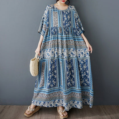 期間限定⭐️60%OFF【ワンピース】スリム見え 花柄 リゾート風 半袖 ロングワンピース 【SHシリーズ】
