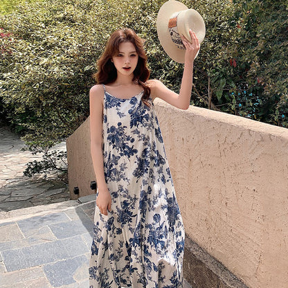 【ワンピース】プリント ビーチリゾート ロマンティック ノースリーブワンピース レディース【SHシリーズ】