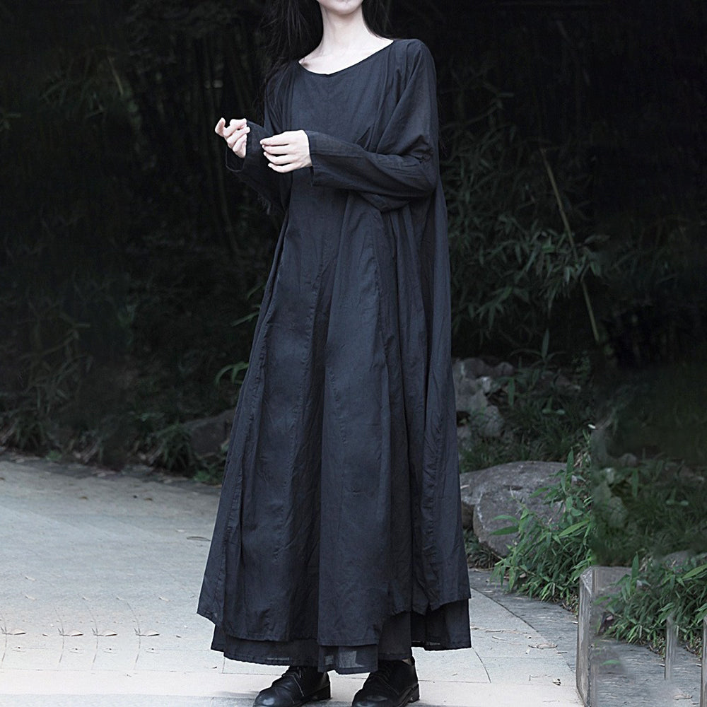 【ワンピース】新作 シンプルで洗練された コットン 長袖ワンピース【AHシリーズ】