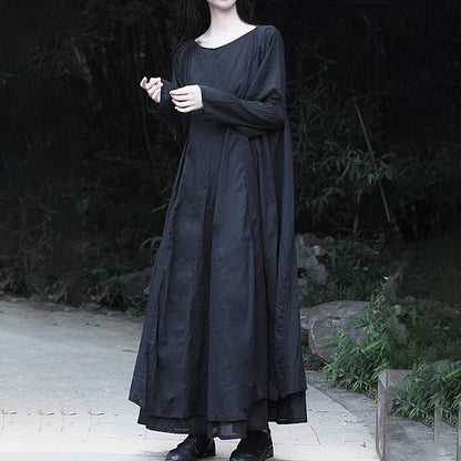 【ワンピース】新作 シンプルで洗練された コットン 長袖ワンピース【AHシリーズ】