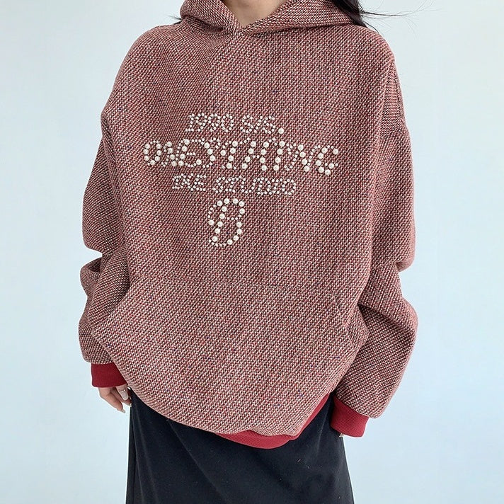 【トップス】春 秋 冬 ビーズ付き フード付き ヴィンテージ風 パーカー 【FCシリーズ】