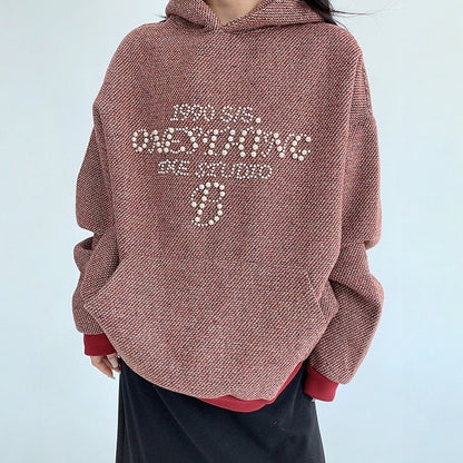 【トップス】春 秋 冬 ビーズ付き フード付き ヴィンテージ風 パーカー 【FCシリーズ】