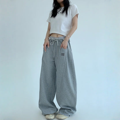 【ボトムス】春 秋 冬 ギャザーウエスト ストレート ワイド スウェットパンツ 【FCシリーズ】