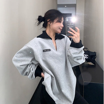 【トップス】春 秋 冬 リラックス感 切替 厚手 Vネック パーカー 【FCシリーズ】