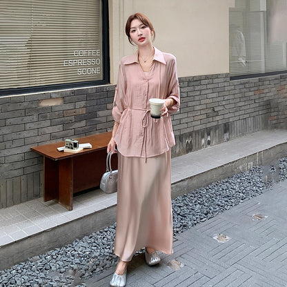 2点セット！【セットアップ 】薄手 UVカットシャツ＋ノースリーブワンピース レディース 夏 2025新作 【JZシリーズ】