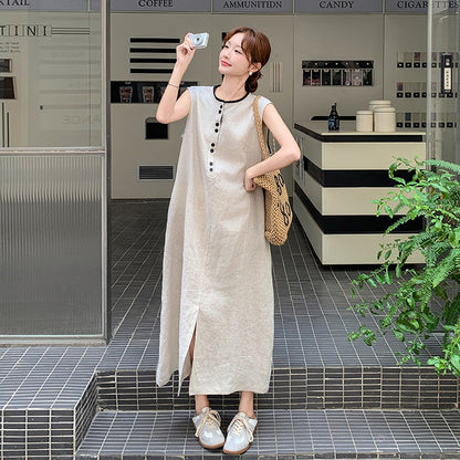 【ワンピース】ナチュラルミニマル 白ワンピース レディース ノースリーブ シンプル 上品 ゆったり ロング丈【JZシリーズ】