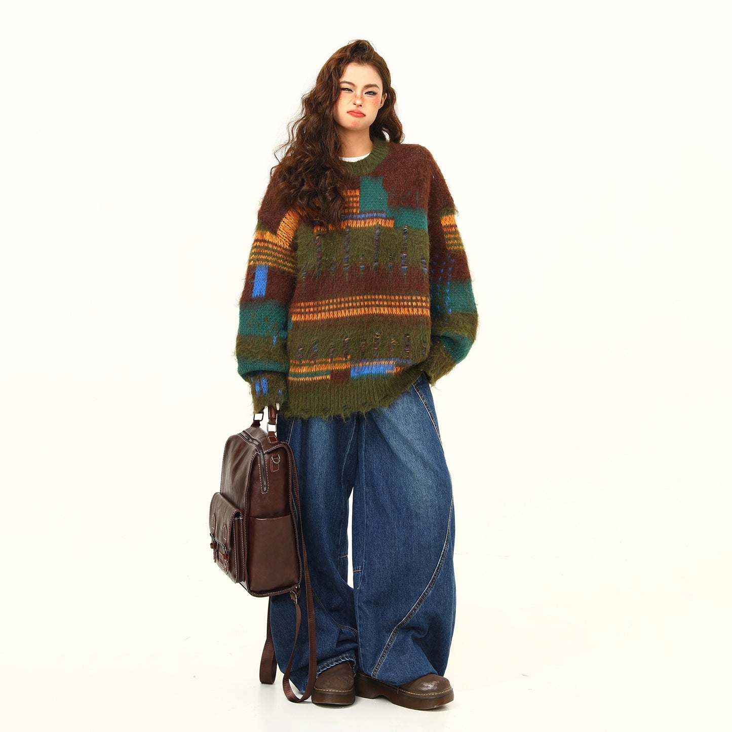 【トップス】🎄クリスマス モヘア風ボーダーニット レディース ゆったり抜け感 ペアセーター【FCシリーズ】