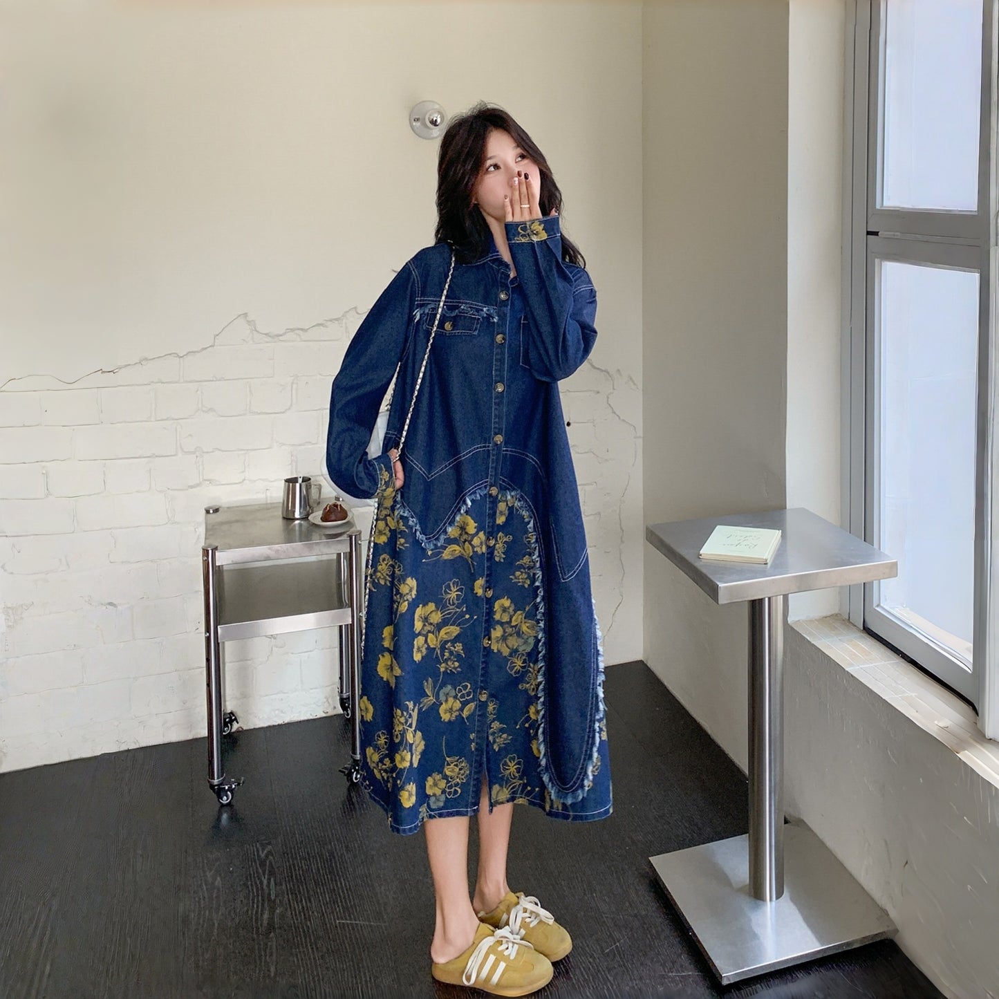 【ワンピース】デザイン性 マイナー プリント カジュアル  着痩せ シャツワンピース【SHシリーズ】