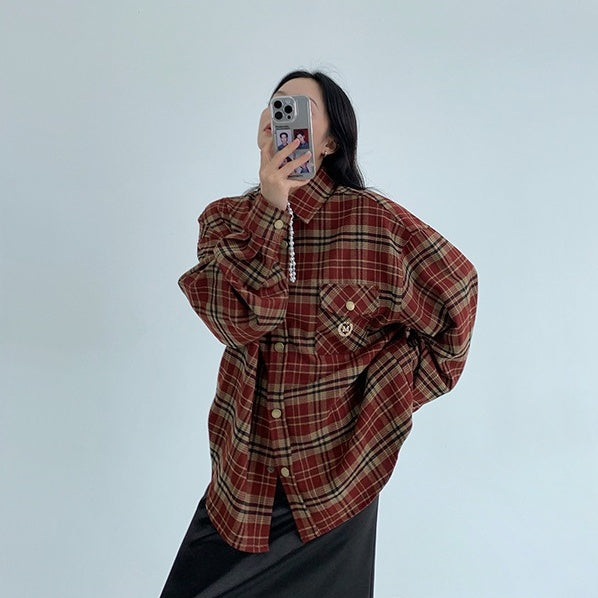 【トップス】春 秋 冬 リラックス感  チェック 長袖 シャツ 【FCシリーズ】