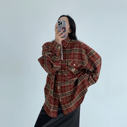 【トップス】春 秋 冬 リラックス感  チェック 長袖 シャツ 【FCシリーズ】