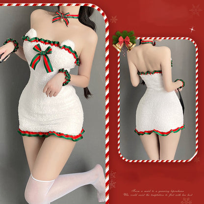 【クリスマス】くまクリスマス衣装 可愛い メイド制服 タイトワンピース セクシーランジェリー
