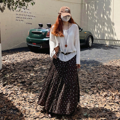 【ボトムス】レトロ風 初秋新作 ハイウエスト スリム見え 切り替え 花柄プリーツ デザイン性スカート【SHシリーズ】