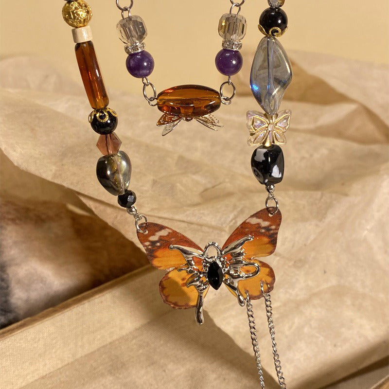 【🎁 B2G1｜先行スタート！】【グッズ】新中華風 バタフライ 二重ネックレス レディース 個性派 高級感 民族風 チョーカー 鎖骨チェーン