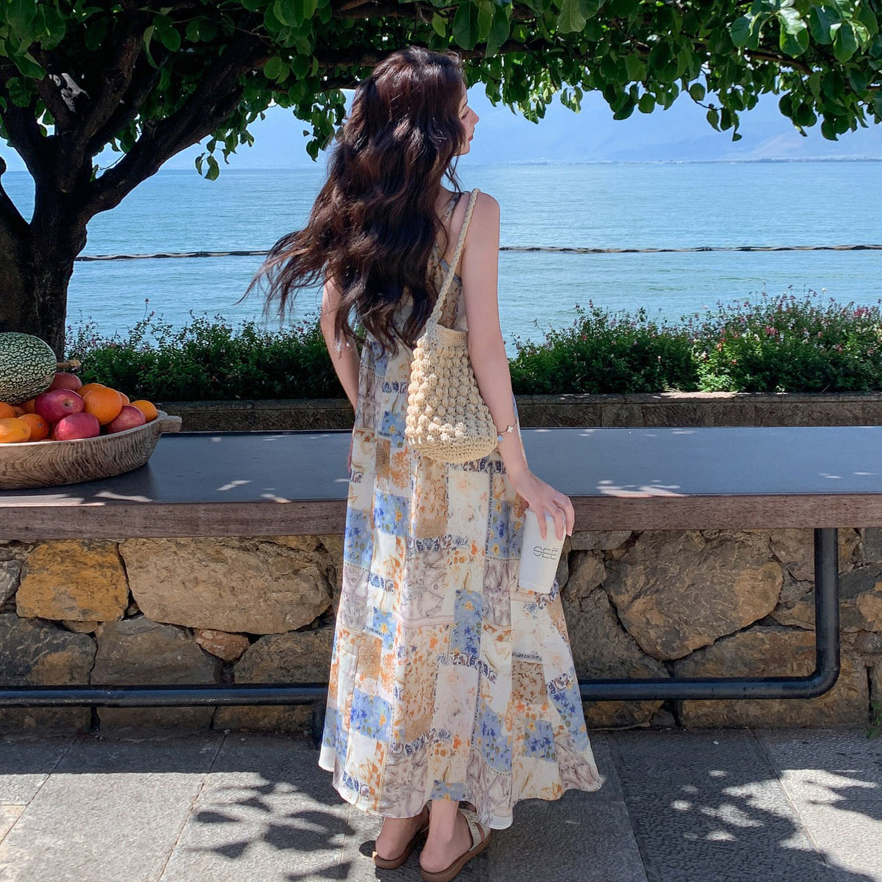 【ワンピース】フレンチリゾートプリント ノースリーブワンピース レディース 夏 こなれ感 リラックス ゆったり 体型カバー【SHシリーズ】