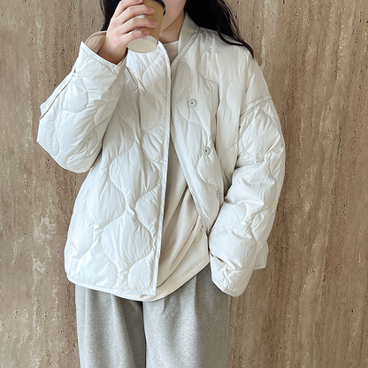 【アウター】ホワイトダックダウン レディース 冬 軽量 ダイヤキルト ダウンジャケット ダウンコート【JZシリーズ】