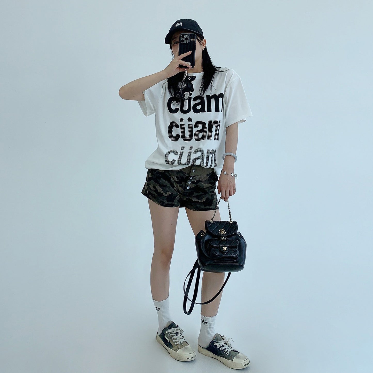 【トップス】カジュアル ロゴプリント クロップドショルダー 半袖Tシャツ【FCシリーズ】