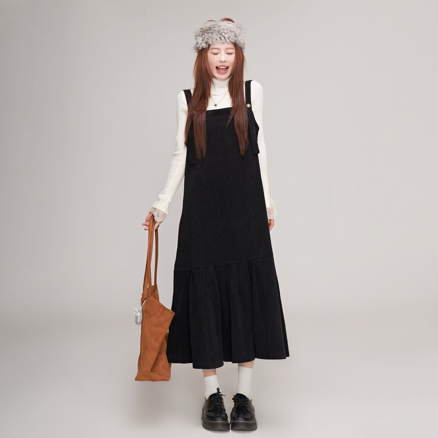 【ワンピース】秋冬 フレンチレトロ コーデュロイ マーメイド サロペット ワンピ レディース ノースリーブワンピース【JZシリーズ】