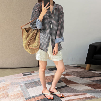 【トップス】花柄シフォンカーディガン レディース 夏 UV対策 薄手シャツ 冷房対策 軽やか羽織り【JZシリーズ】
