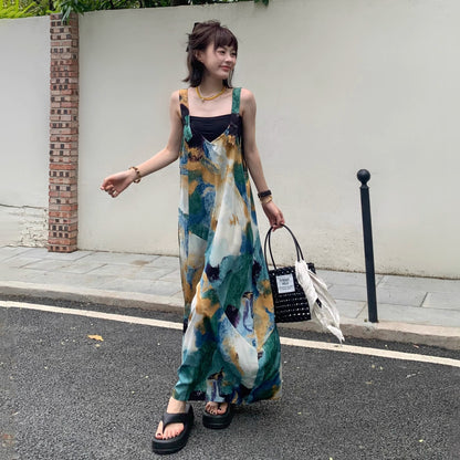 🔥 人気爆発【ボトムス】夏新作 レトロVネック ゆったりリラクシー アイランド風 清涼感 オールインワン【SHシリーズ】