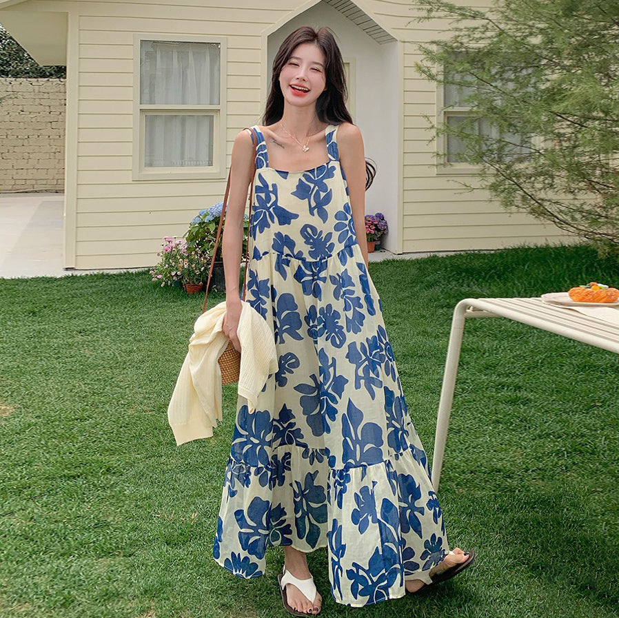 2点セット！【セットアップ】甘かわブルー花柄 ノースリーブワンピース＋UVカーデ セット レディース 夏 若見えスタイル【SHシリーズ】