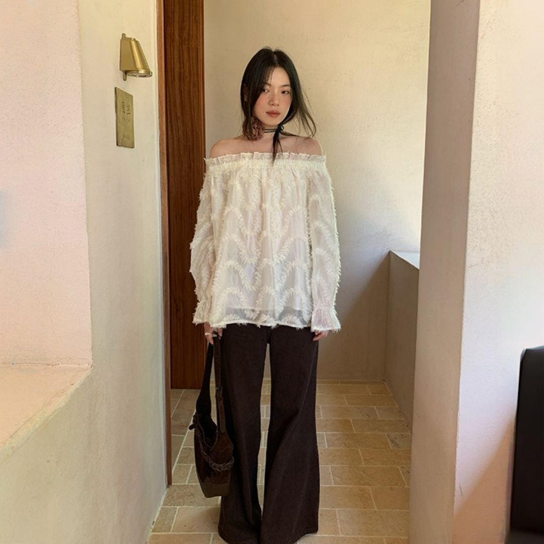 【トップス】春 秋 冬 起毛加工 オフショルダー 若々しい印象 シャツ 【JZシリーズ】