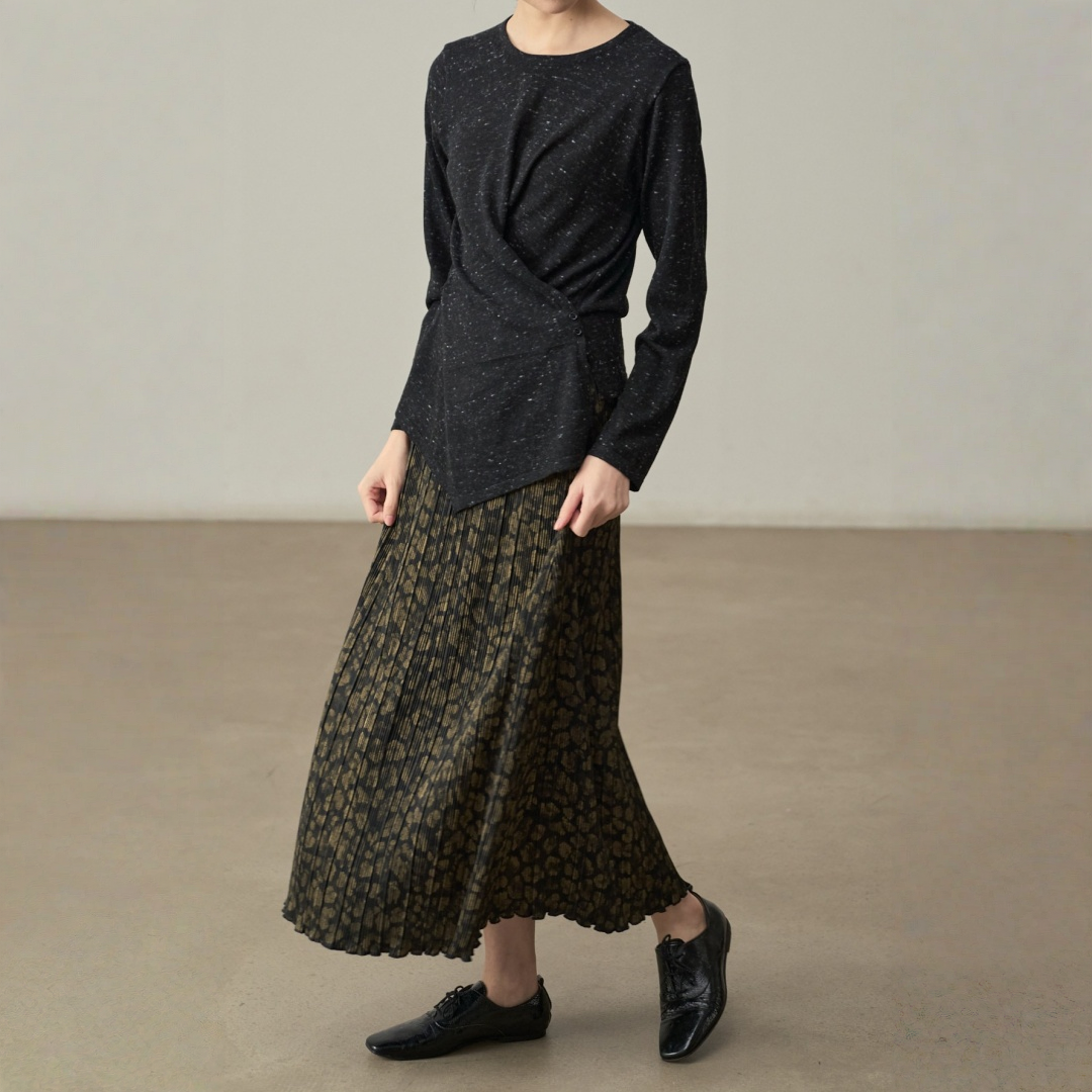 期間限定⭐️60%OFF【ボトムス】クリンクル加工 タイトフィット レオパード柄 プリント ロング丈スカート 【SHシリーズ】