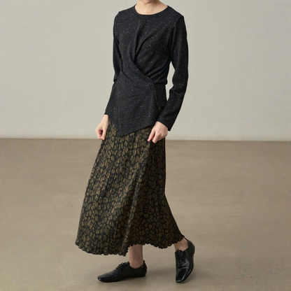 期間限定⭐️60%OFF【ボトムス】クリンクル加工 タイトフィット レオパード柄 プリント ロング丈スカート 【SHシリーズ】