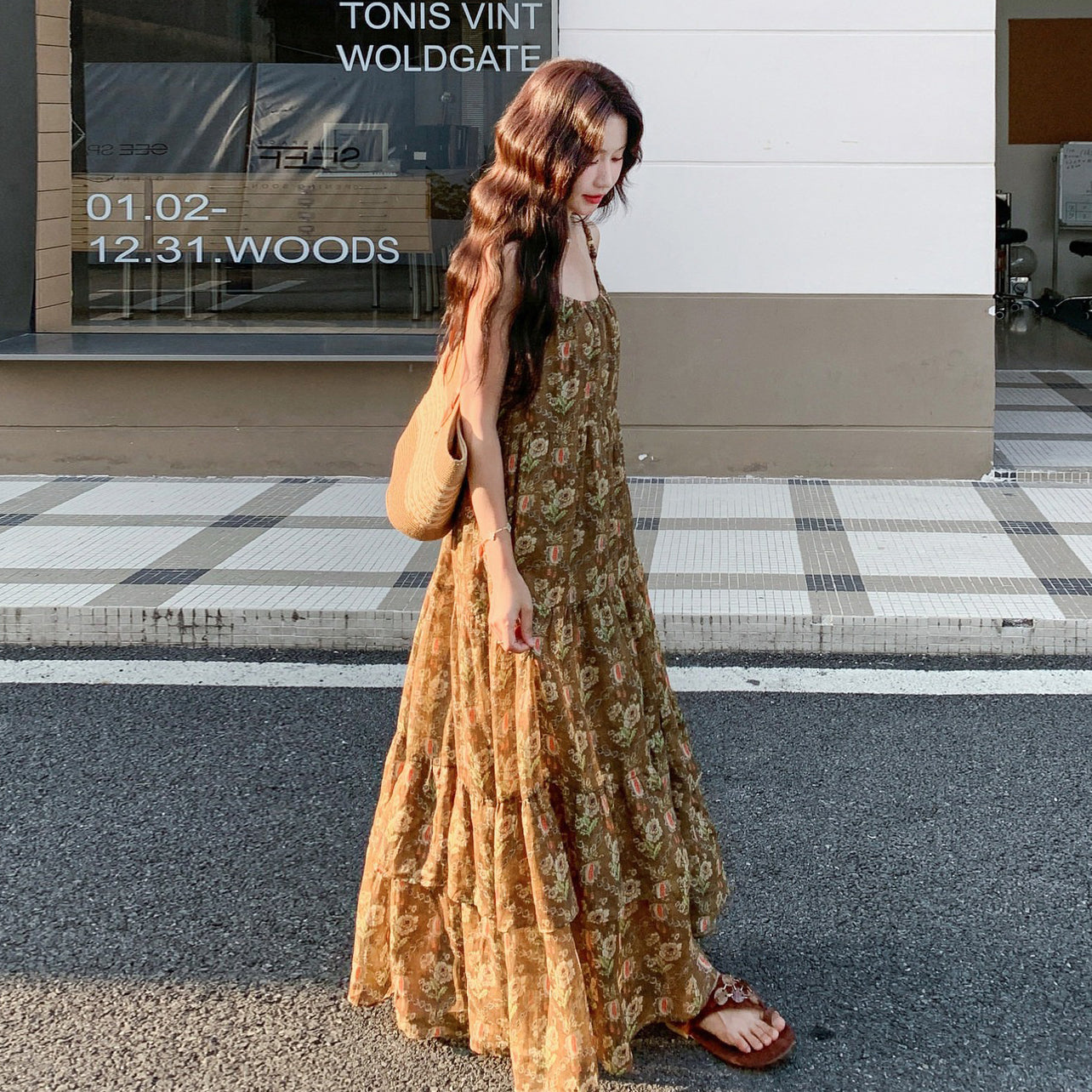 【ワンピース】夏新作 フレンチエレガンス 花柄 ノースリーブ キャミワンピース旅行 リゾート 海辺映え ロングドレス【SHシリーズ】