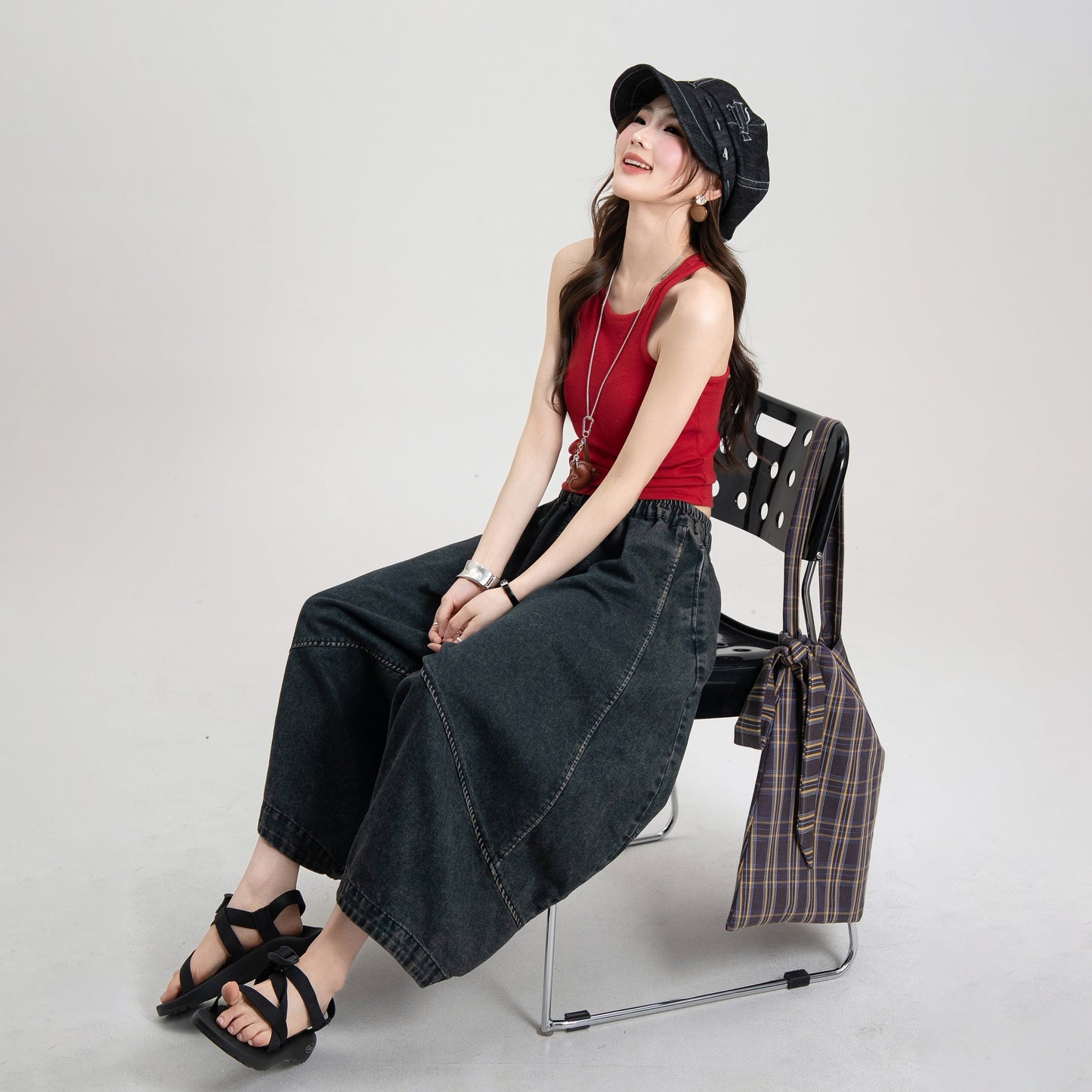 【ボトムス】アート系 デニムカーゴパンツ レディース ヴィンテージ加工 七分丈 ワイドシルエット ゆったり【JZシリーズ】