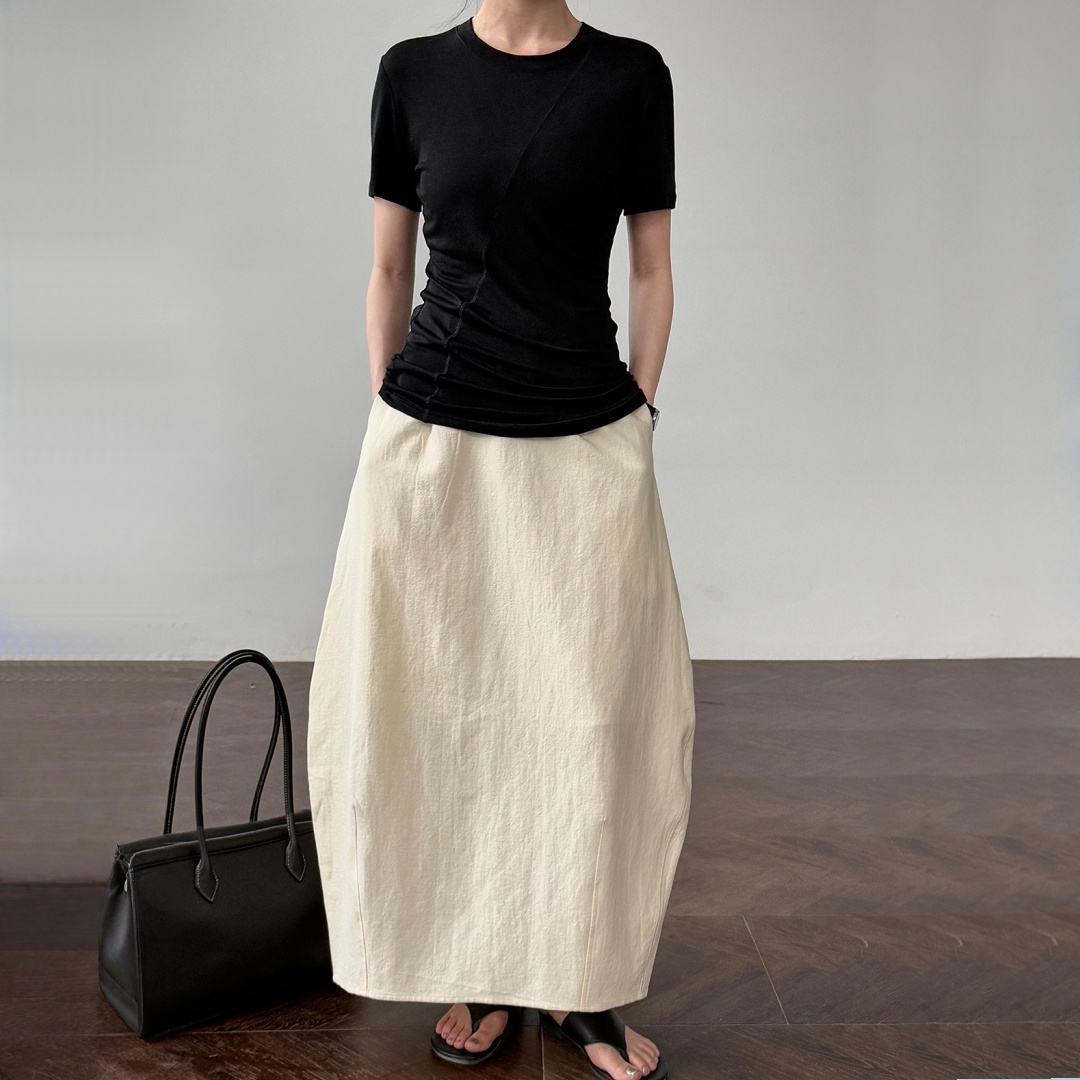 【ボトムス】夏 無地 エレガント バルーンスカート 【SNシリーズ】