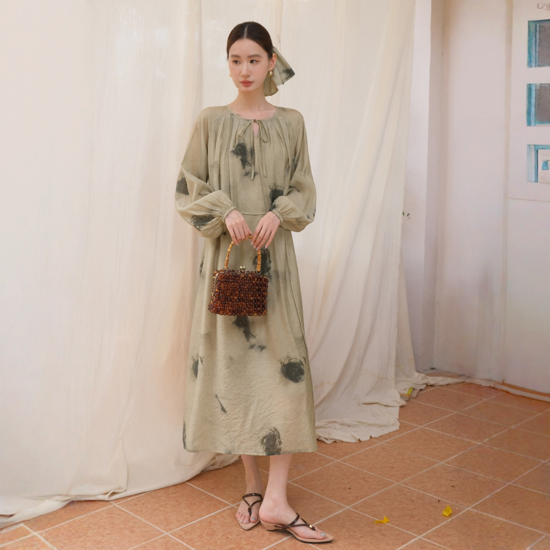 【ワンピース】春 秋 夏 ランタンスリーブ パフスリーブ エレガント 長袖 ワンピース 【SHシリーズ】