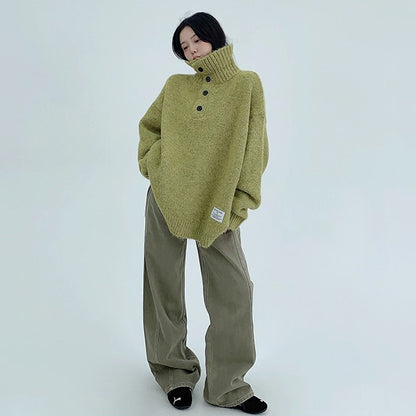 【トップス】春秋冬 厚手 ルーズフィット タートルセーター 暖か ニット レディース【FCシリーズ】