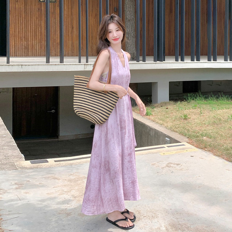 【ワンピース】夏 ビーチリゾート風 エレガント グラデーションデザイン ノースリーブワンピース【SHシリーズ】