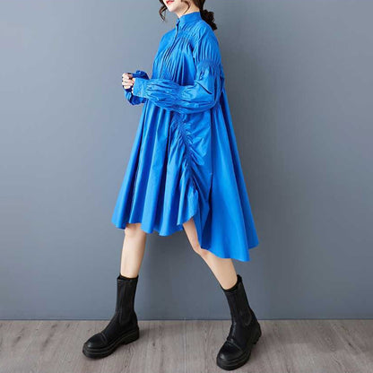 60%OFF⭐️期間限定【ワンピース】山本風 ギャザー パフスリーブ 不規則デザイン ゆったり 着痩せ 長袖シャツワンピース【AHシリーズ】