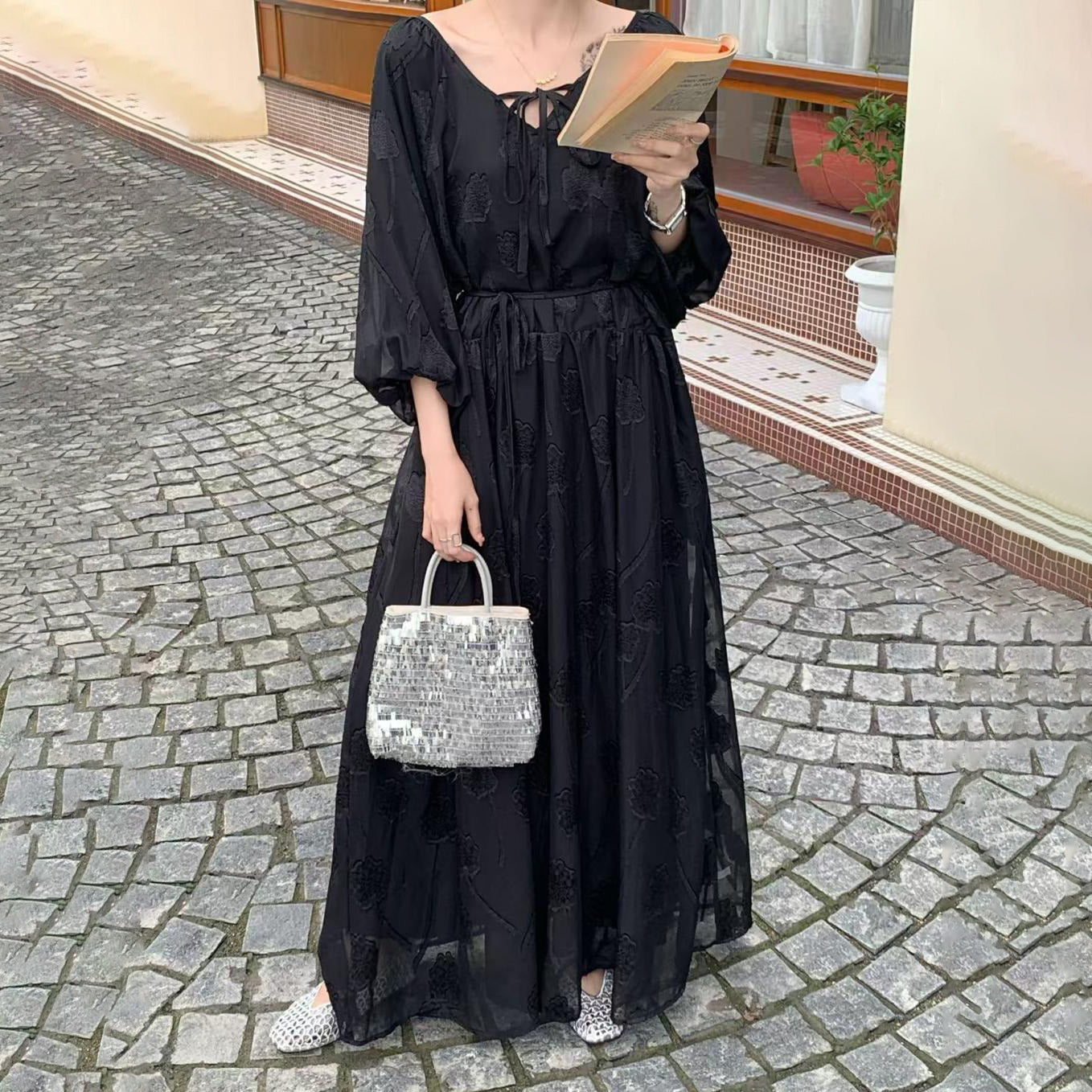 【ワンピース】5カラー 柔らかい雰囲気 2WAY 着痩せ効果 おしゃれな長袖ワンピース