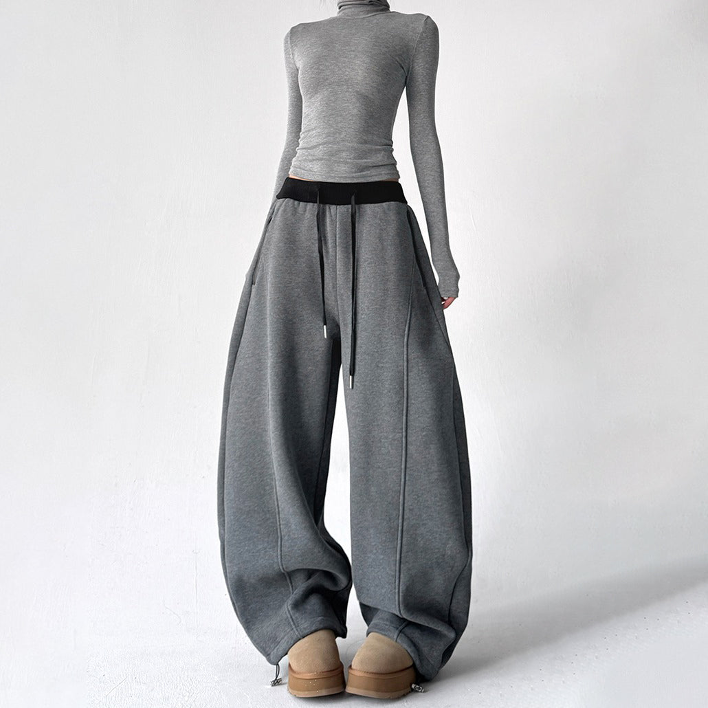 【ボトムス】ワイドスウェットパンツ 裏起毛 冬 しっかり生地 2way ゆったり＆裾絞り【FCシリーズ】