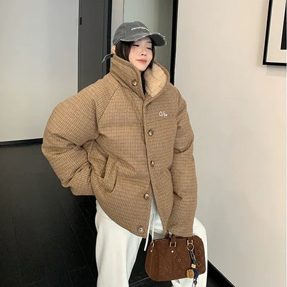 【アウター】チェック柄 厚手 春 秋 冬  綿入れコート 【FCシリーズ】